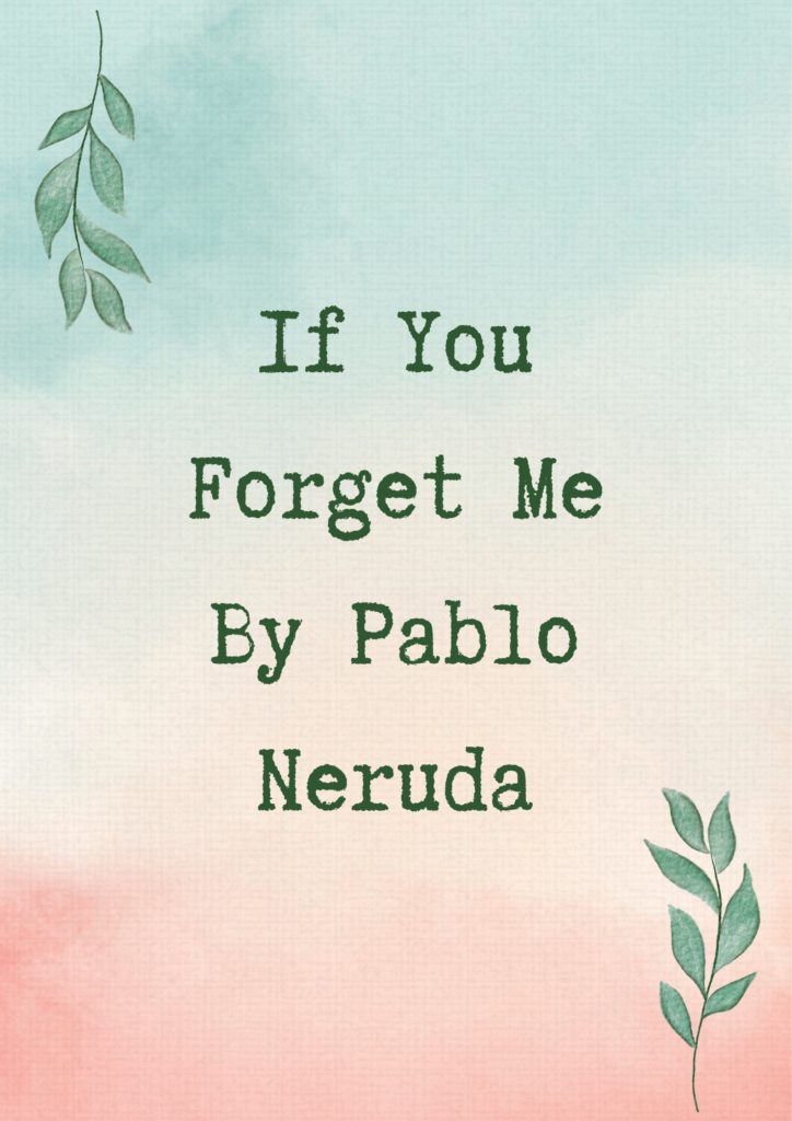 Summary of If You Forget Me By Pablo Neruda